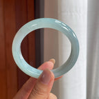糯冰淡紫蓝底翡翠平安镯（58mm）（yc404830）