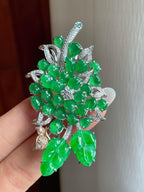 18k金镶冰种满绿胸针（yc261415）