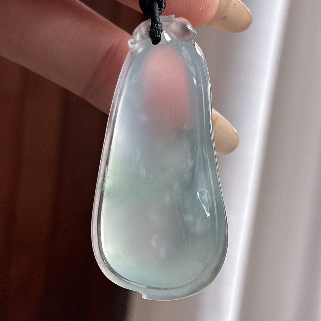 高冰种起光飘花福瓜挂件 天然缅甸A货翡翠（yc504000）