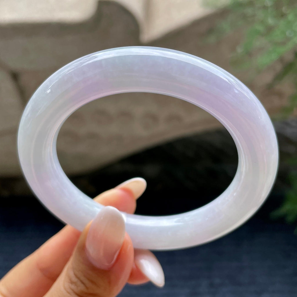 细糯种淡紫罗兰圆条手镯    55.5圈     天然缅甸A货翡翠（yc416464）