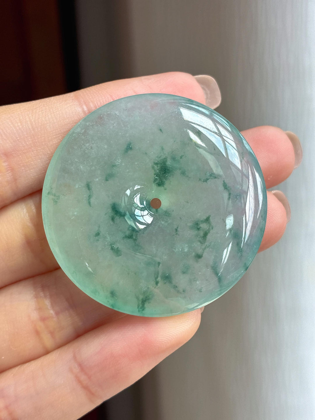 糯冰飘花翡翠平安扣（yc434044）