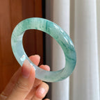 冰种飘花翡翠平安镯（56.8mm）（yc310946）