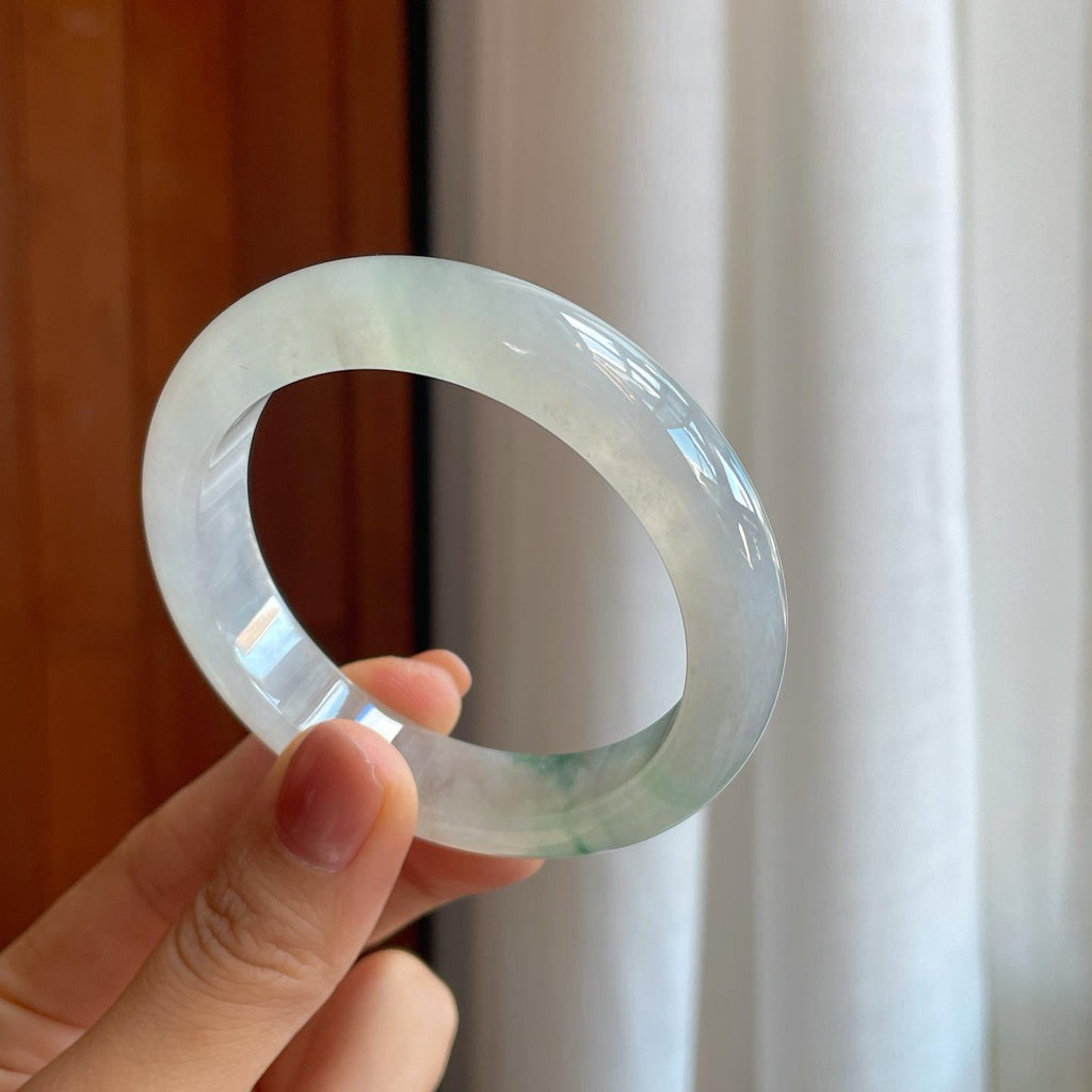 冰种飘花翡翠平安镯（54.4mm）（yc278709）