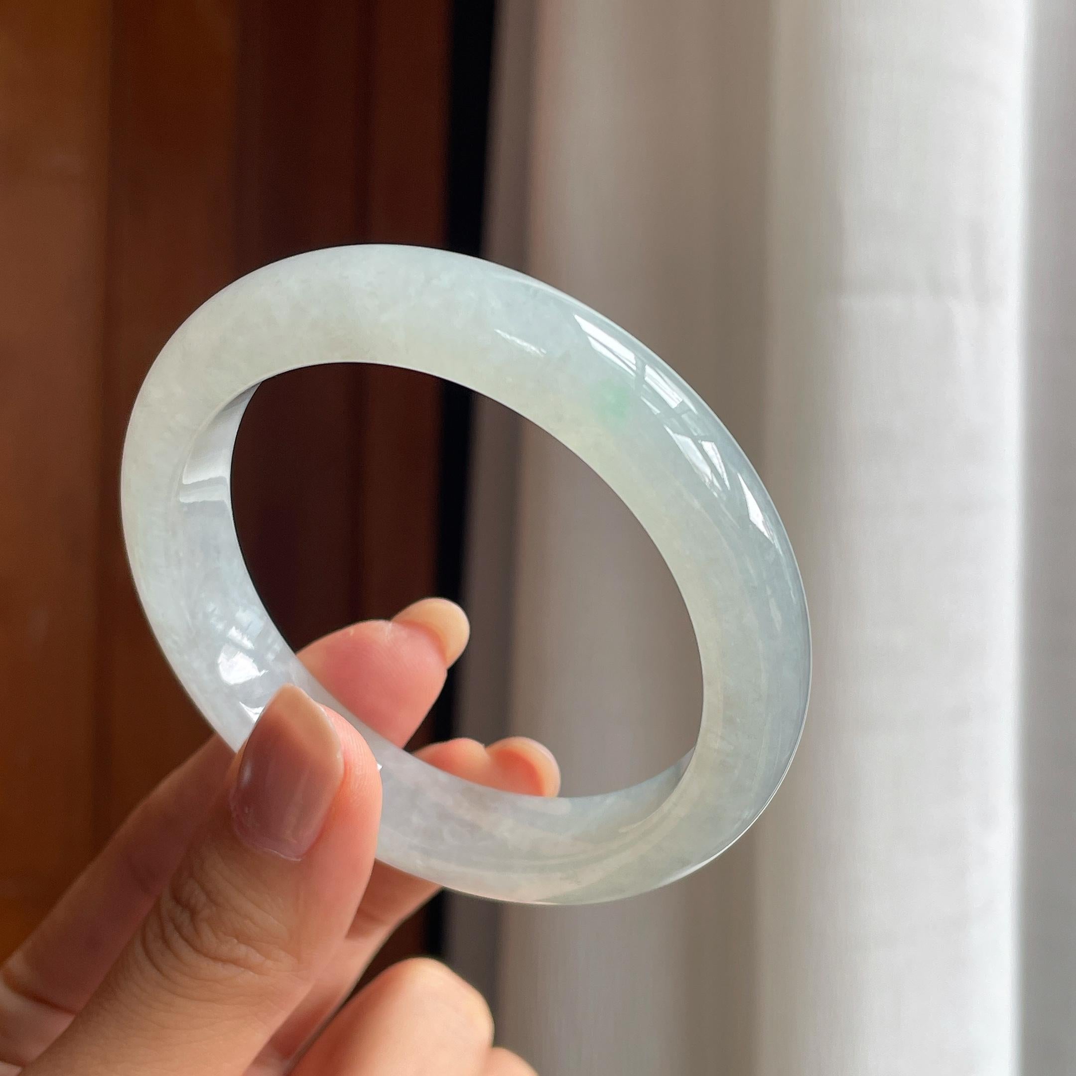 冰种晴底翡翠平安镯（56mm）（yc411289）