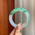 冰种飘花翡翠圆条手镯（57mm)（yc380051）