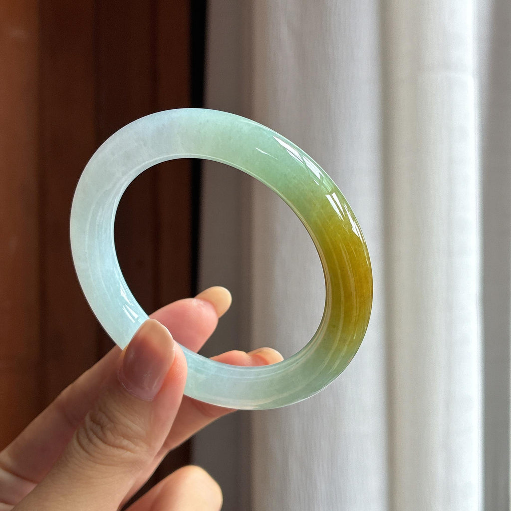 细糯冰黄翡圆条手镯（53.5mm）（yc420180）