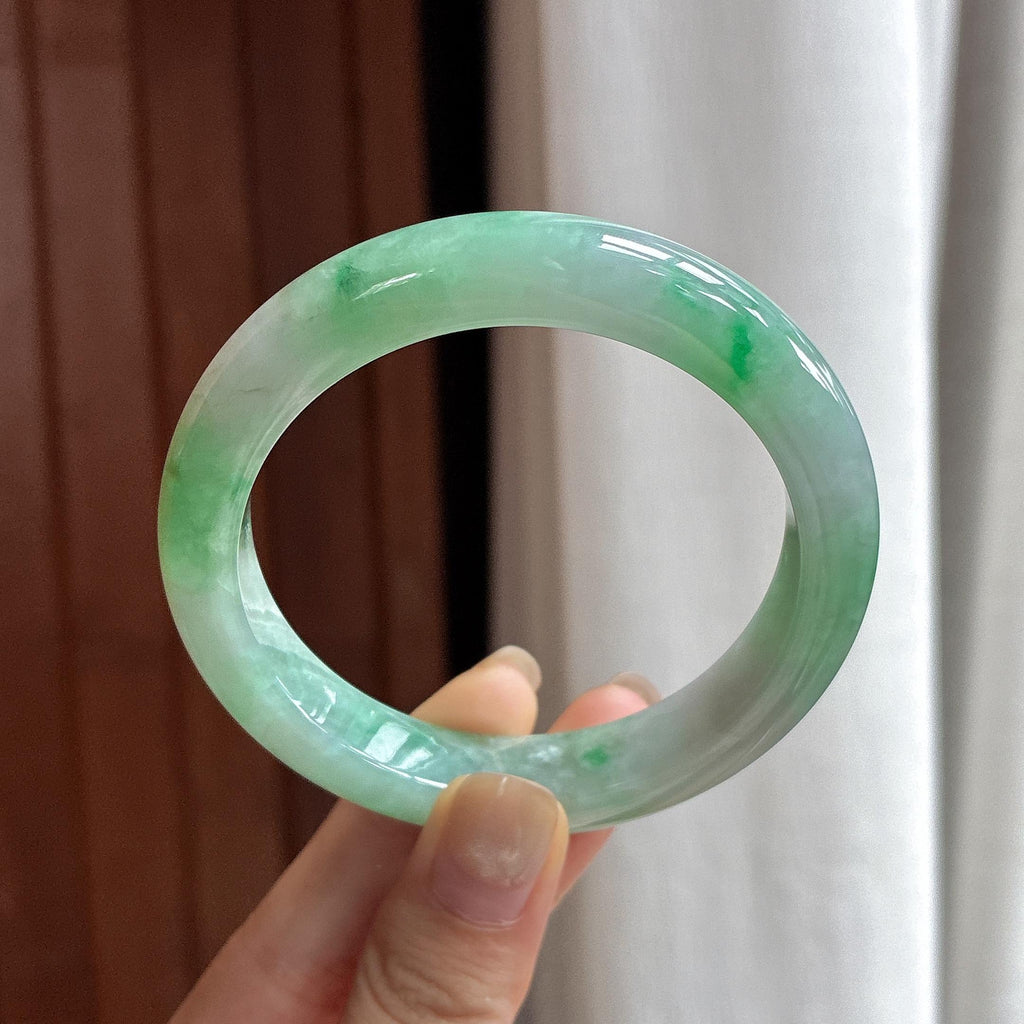 细糯种飘花正圈平安镯 56圈 天然缅甸A货翡翠（yc483934）