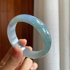 冰种蓝紫宽版翡翠平安镯（57.5mm）（yc325737）