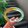 高冰种黄翡飘花特色贵妃镯 53圈 天然缅甸A货翡翠（yc506765）