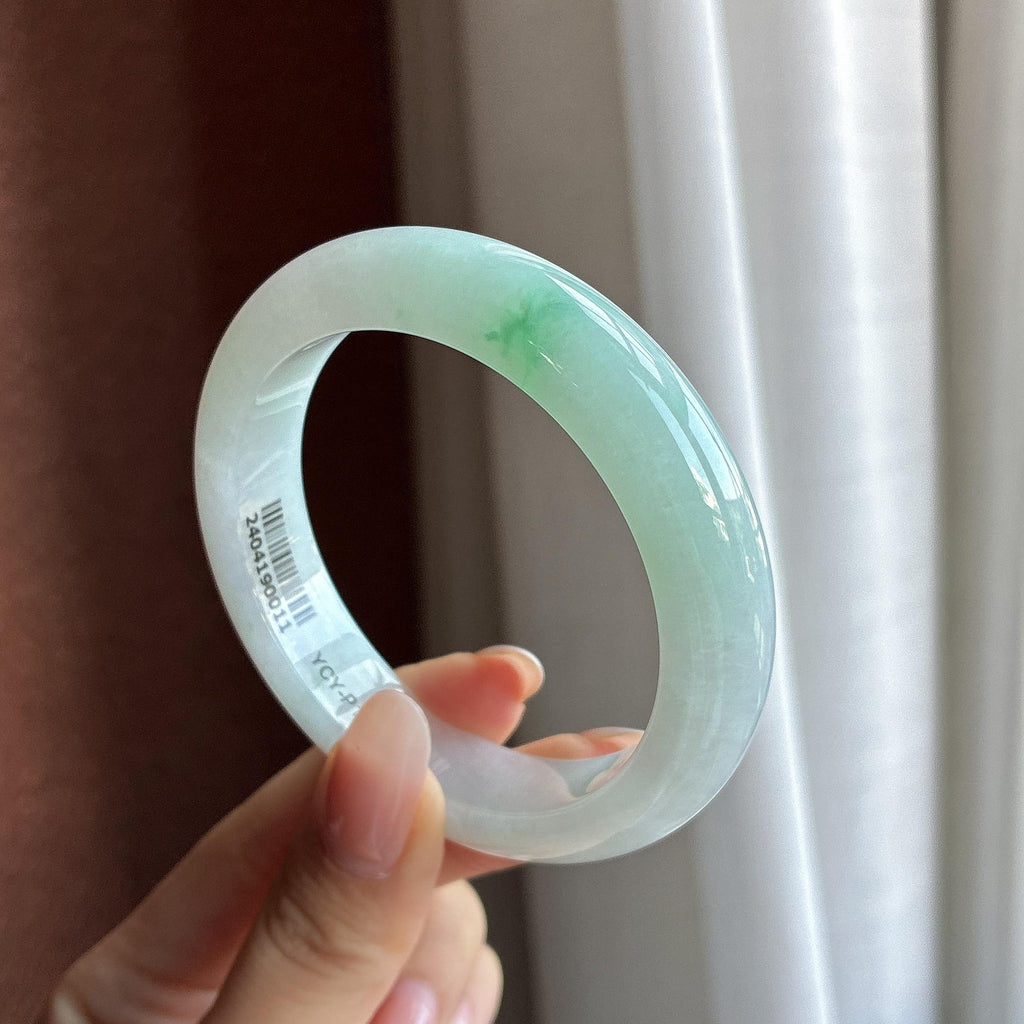 糯冰飘绿花正圈平安镯 54圈（yc763371）