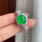 18k金镶冰种满绿翡翠蛋面（两用款）（yc247167）