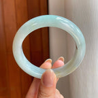 糯冰晴底飘黄翡翠平安镯（55.4mm)（yc373470）