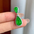 18k金镶冰种满绿翡翠水滴（yc244887）