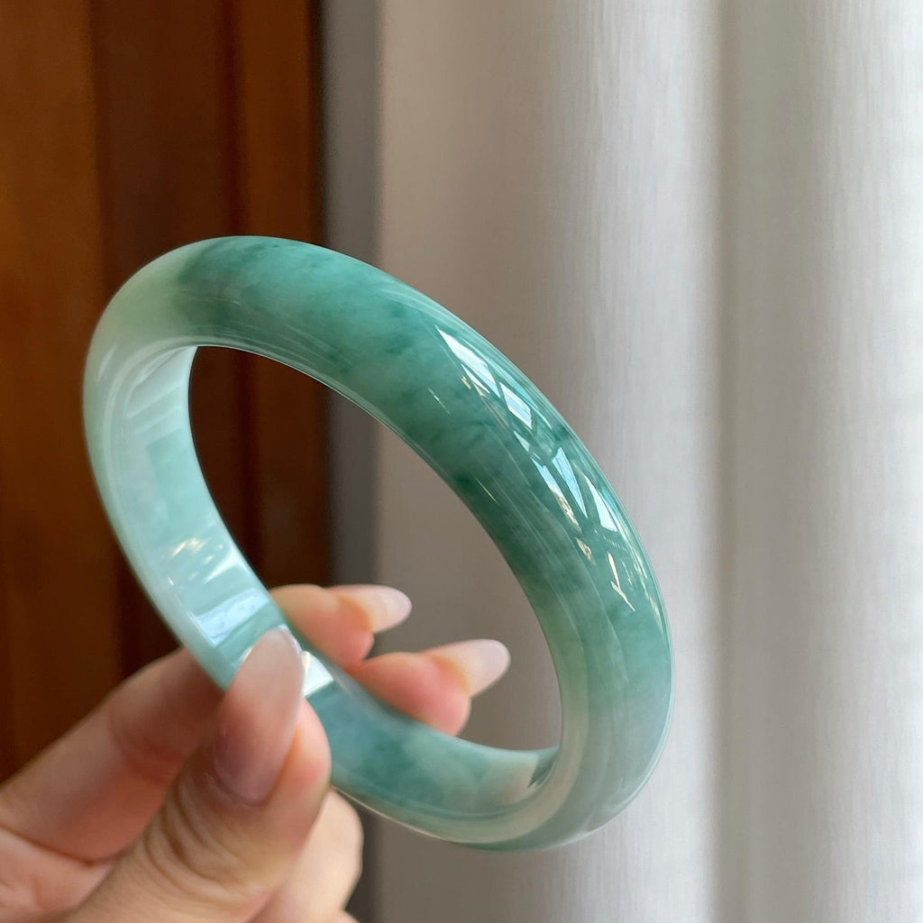 细糯冰飘花翡翠平安镯（60.5mm）（yc272824）