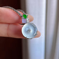 18k金镶冰种雪花棉平安扣挂件（yc734768）