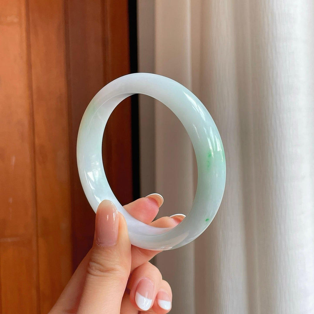 糯冰带色翡翠平安镯（58mm）（yc374051）