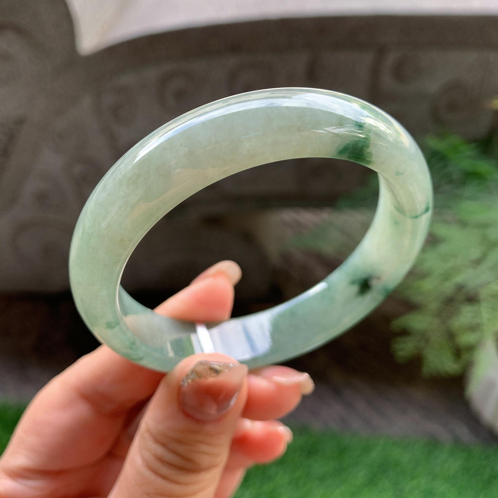 细糯种油青飘花平安镯（56.4mm）（yc293332）