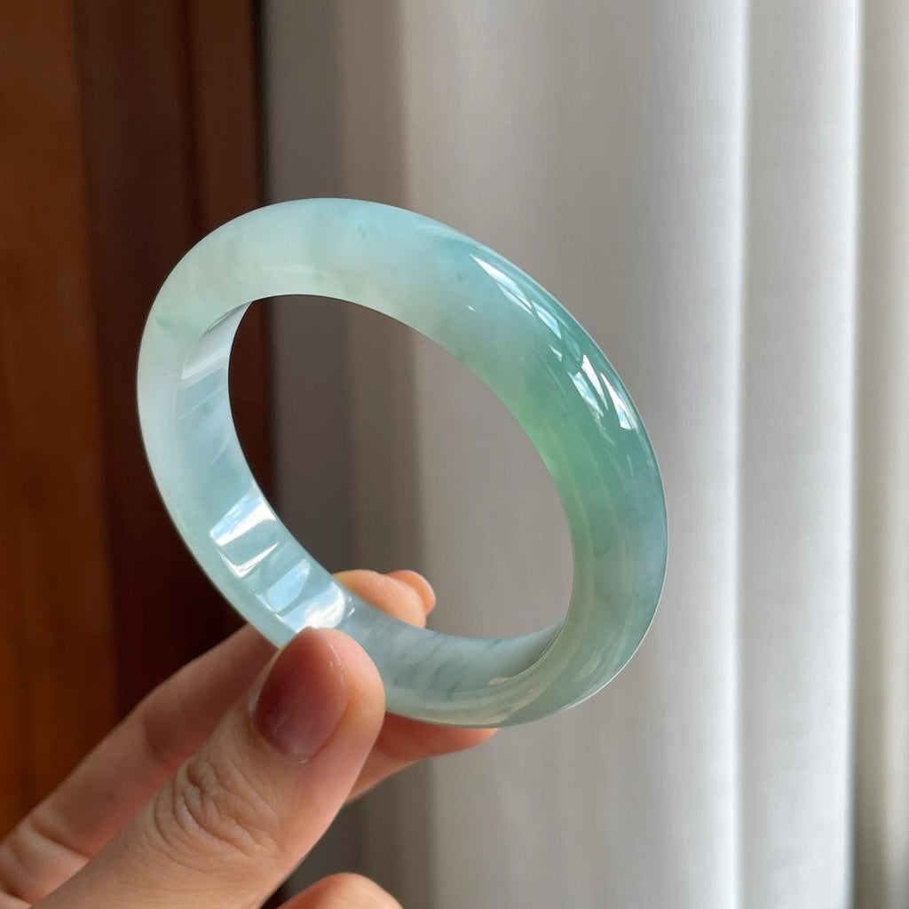 冰种飘花翡翠平安镯（52.5mm）（yc277382）