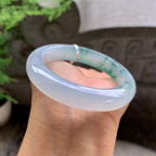 糯冰种飘花平安镯（53.5mm）（yc203713）