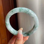 糯种飘花翡翠平安镯（56mm）（yc217254）