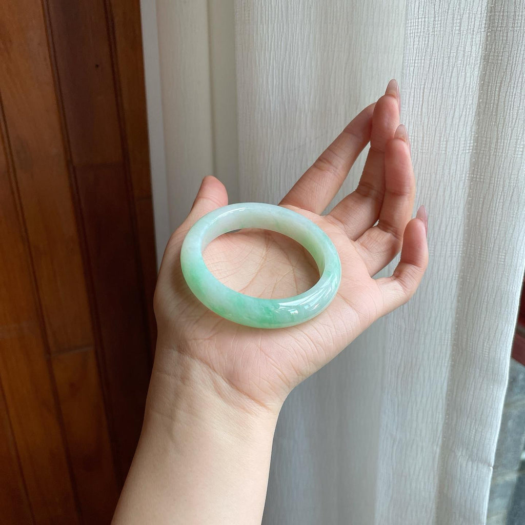 糯冰飘花翡翠平安镯（51mm）（yc295011）
