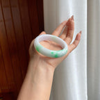 糯冰白底青翡翠平安镯（56mm）（yc361777）