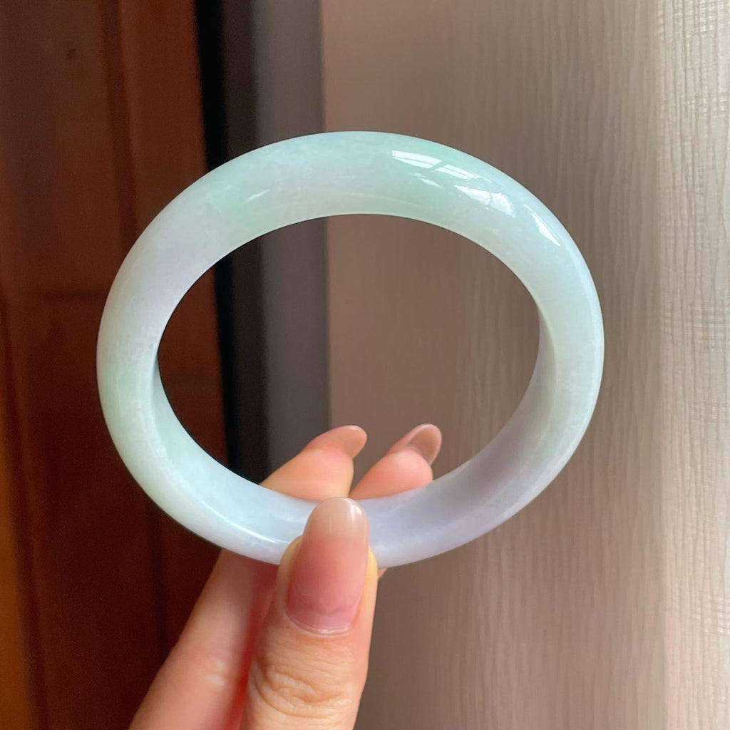 糯冰淡春彩翡翠平安镯（57.8mm）（yc358338）