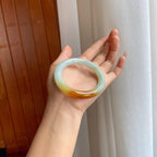 冰种黄翡翡翠圆条手镯（55mm）（yc327167）