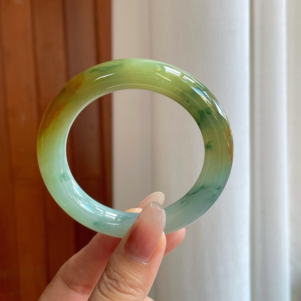 糯冰特色翡翠圆条手镯（53.4mm）（yc272832）