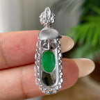 18k金钻镶冰种满绿福豆吊坠         天然缅甸A货翡翠（yc415656）