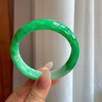 糯冰满绿翡翠平安镯（57.5mm）（yc259091）