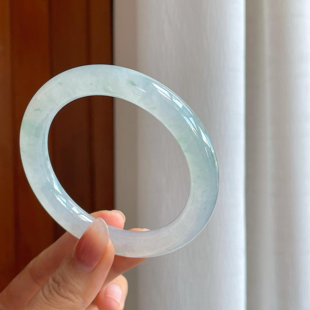 冰种飘花翡翠圆条手镯（59mm)（yc310957）