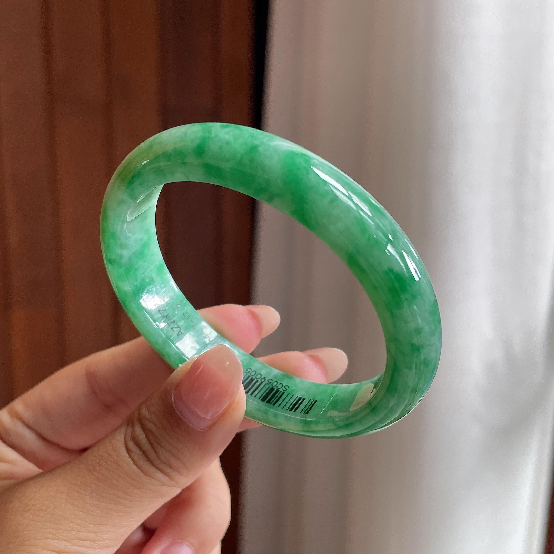 细糯冰带色贵妃镯 53圈 天然缅甸A货翡翠（yc693789）
