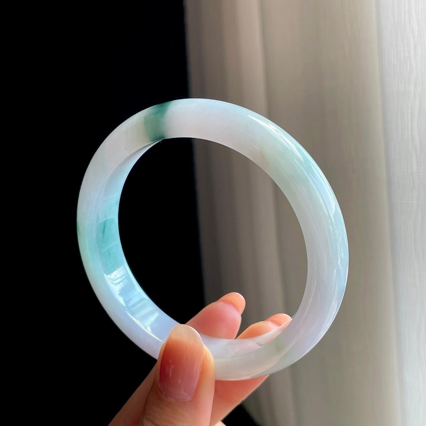 糯冰春底飘花翡翠平安镯（57.5mm）（yc346537）