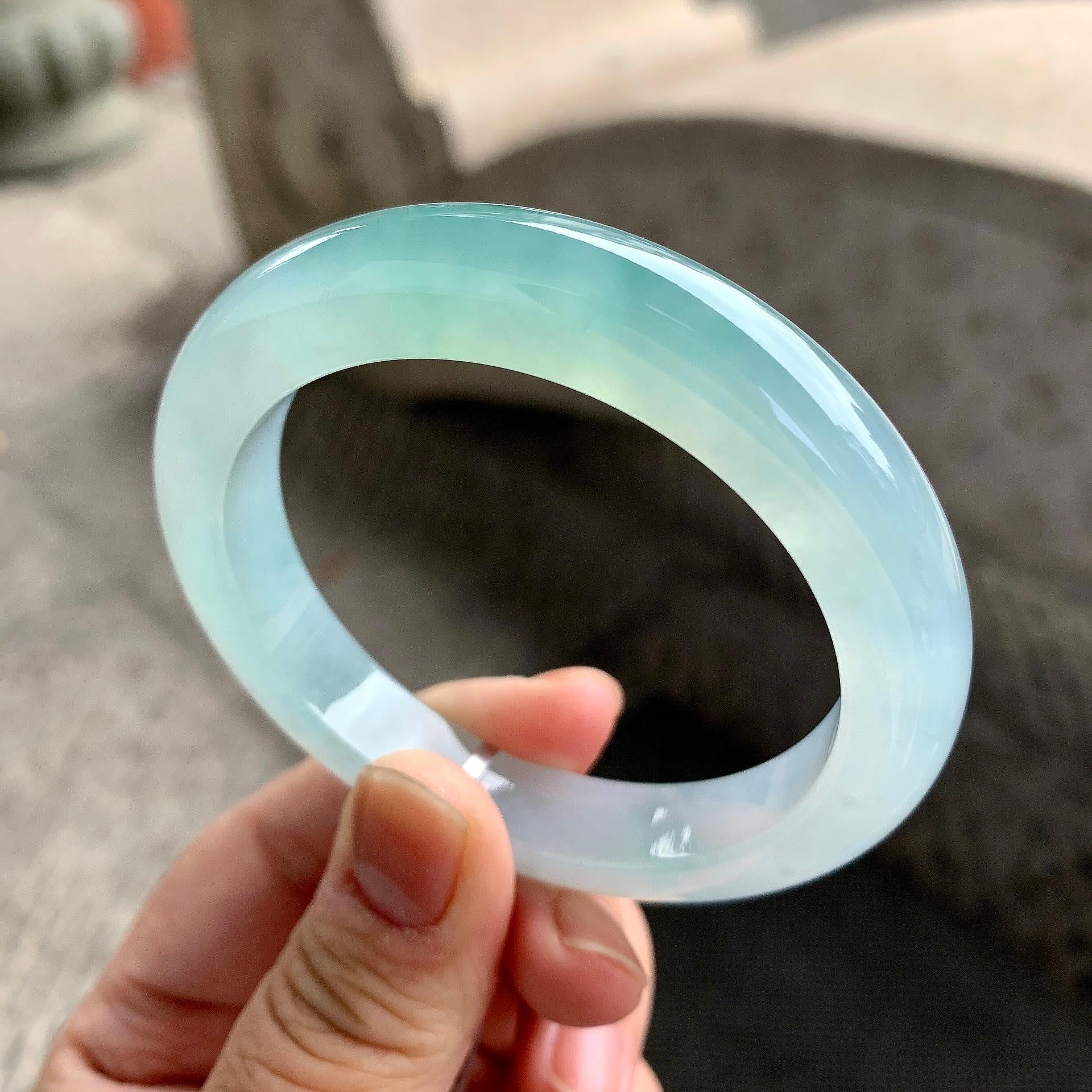 糯冰种晴水平安镯（54.5mm）（yc261145）