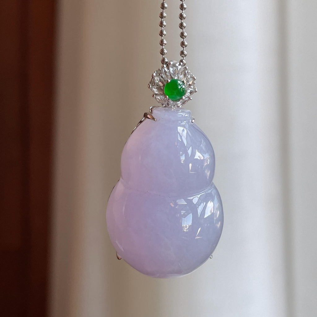 18k金钻镶糯冰紫罗兰翡翠葫芦（yc288133）