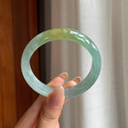 糯冰蓝晴飘黄翡翠平安镯（56.3mm)（yc417009）
