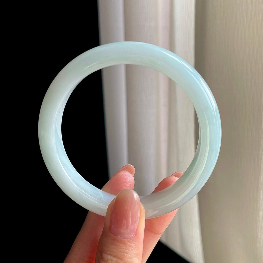 糯冰白月光翡翠平安镯（58mm)（yc342197）