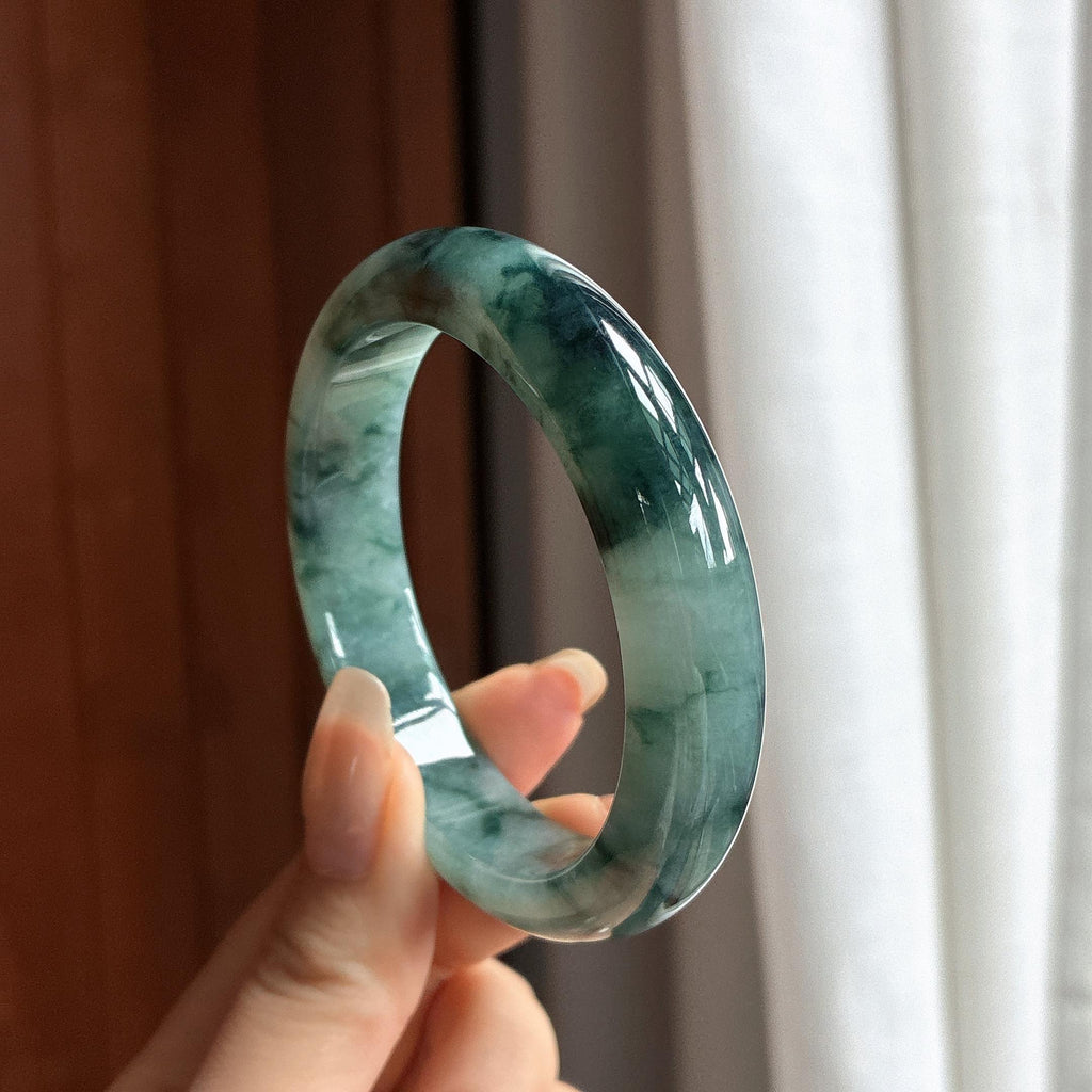 细糯种飘花正圈平安镯 54圈 天然缅甸A货翡翠（yc465543）