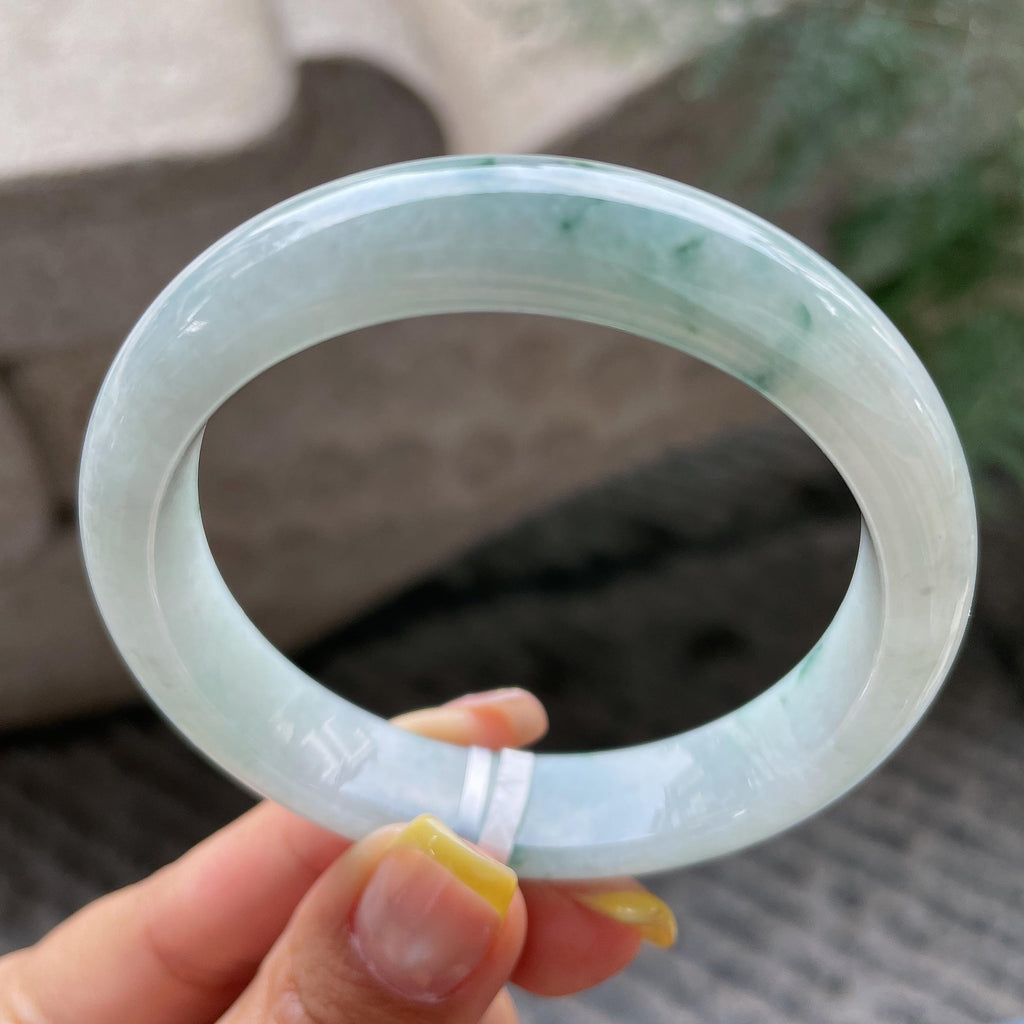 细糯种飘花正圈平安镯55.2圈     天然缅甸A货翡翠（yc366498）