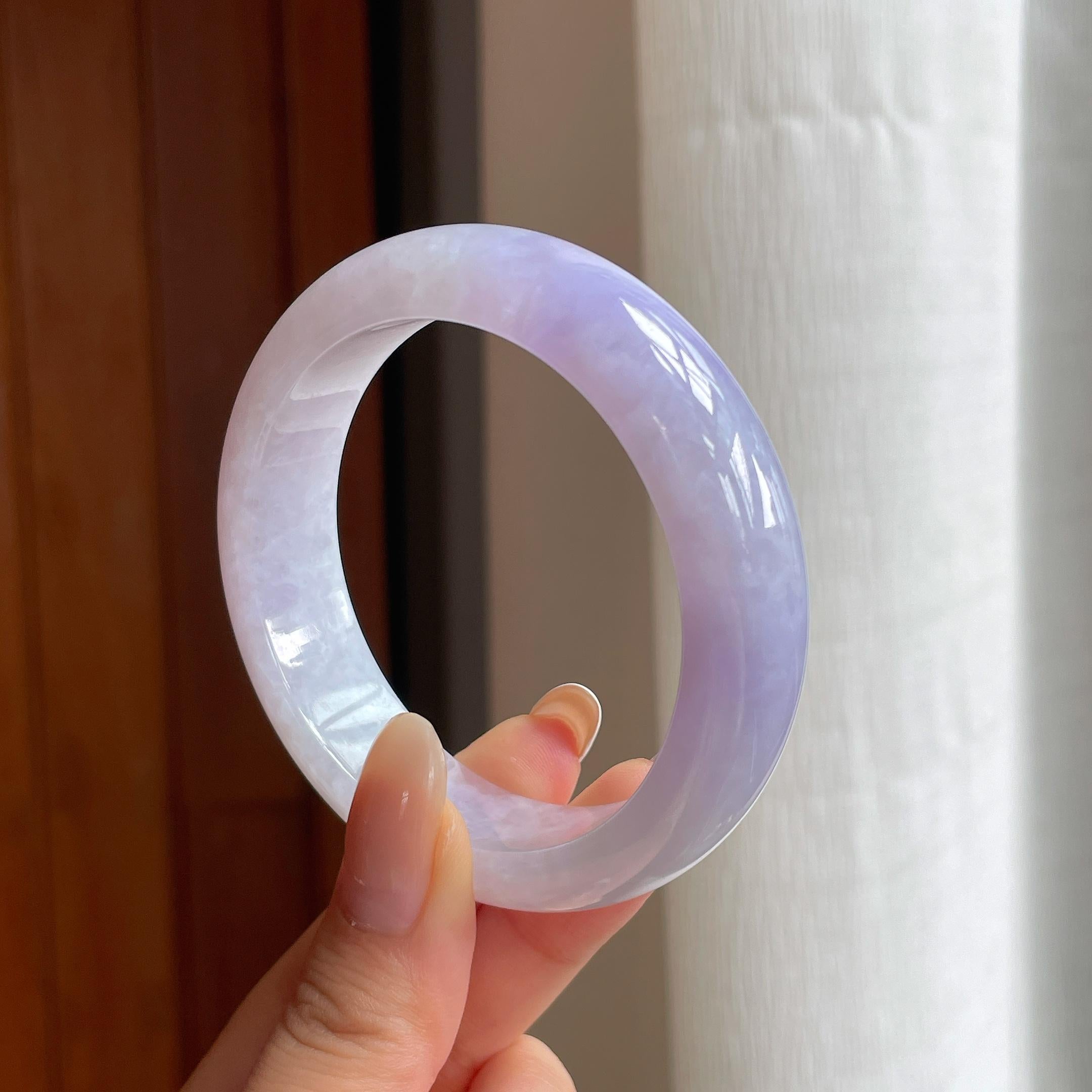 糯冰紫罗兰宽版翡翠平安镯（55mm)（yc407457）
