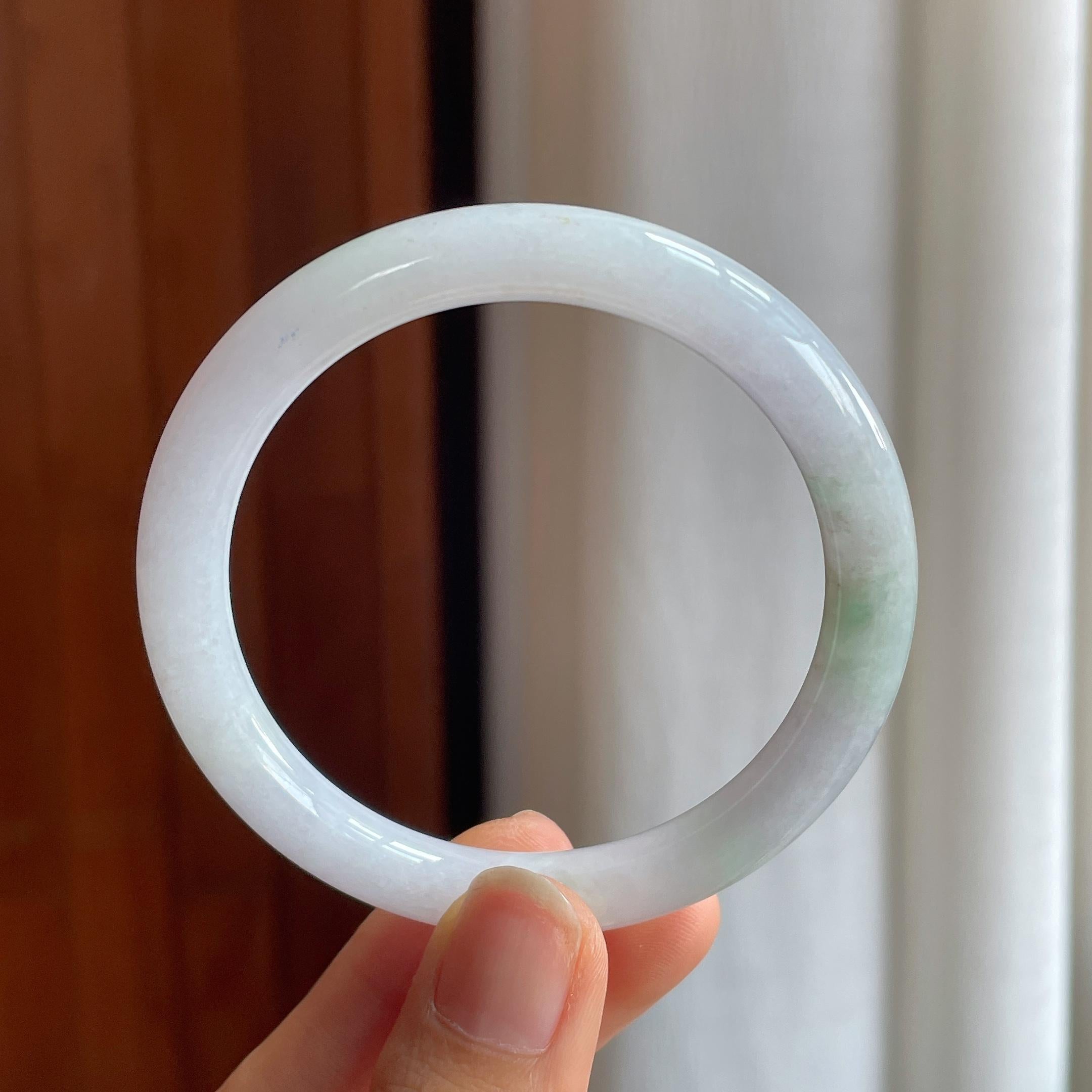 糯冰带色翡翠圆条手镯（54.3mm）（yc373958）