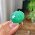 18k金钻镶细糯种蛋面戒指      天然缅甸A货翡翠（yc384326）