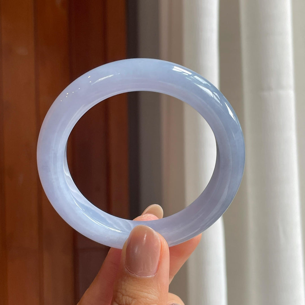糯冰种紫罗兰翡翠平安镯(53mm)（yc414554）