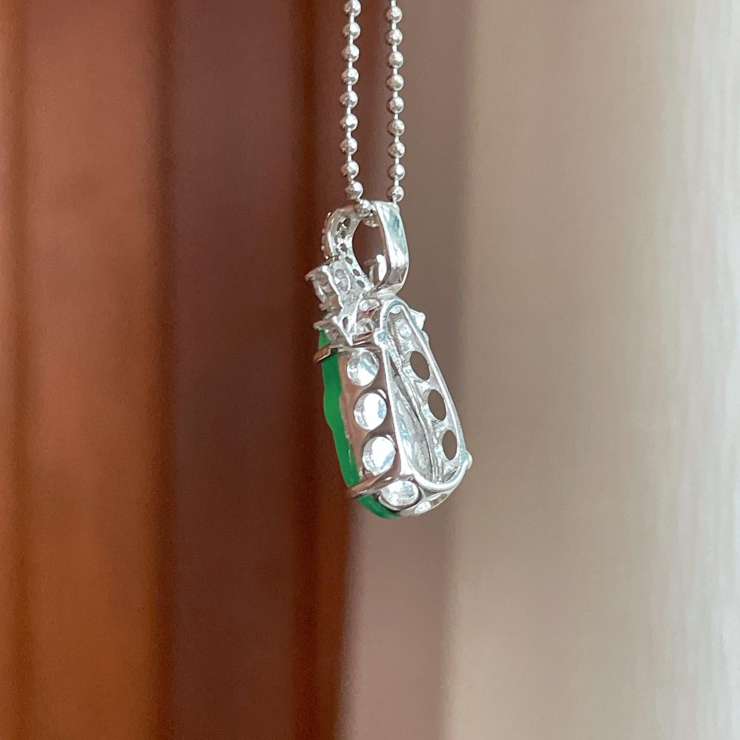 S925银镶冰种满绿翡翠豆子（yc352467）