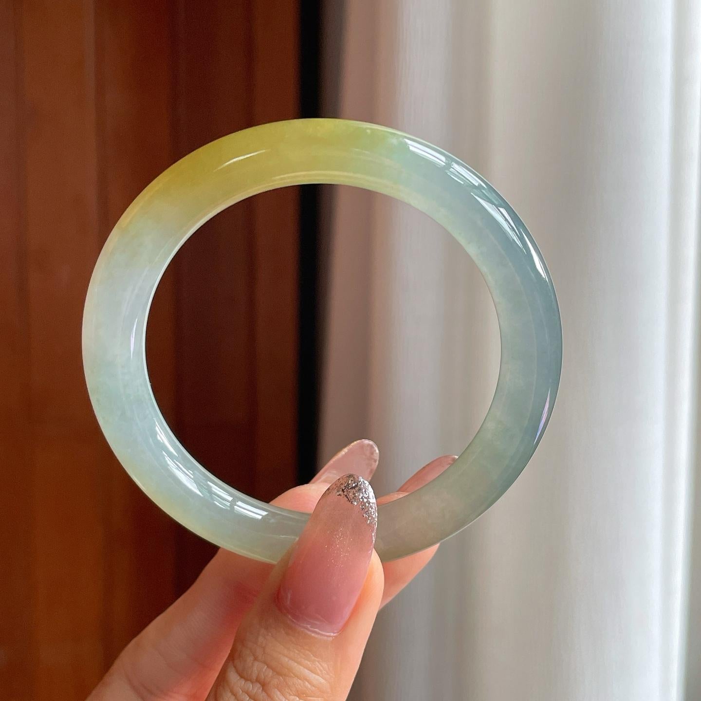 冰种黄翡圆条手镯（54.3mm）（yc361743）