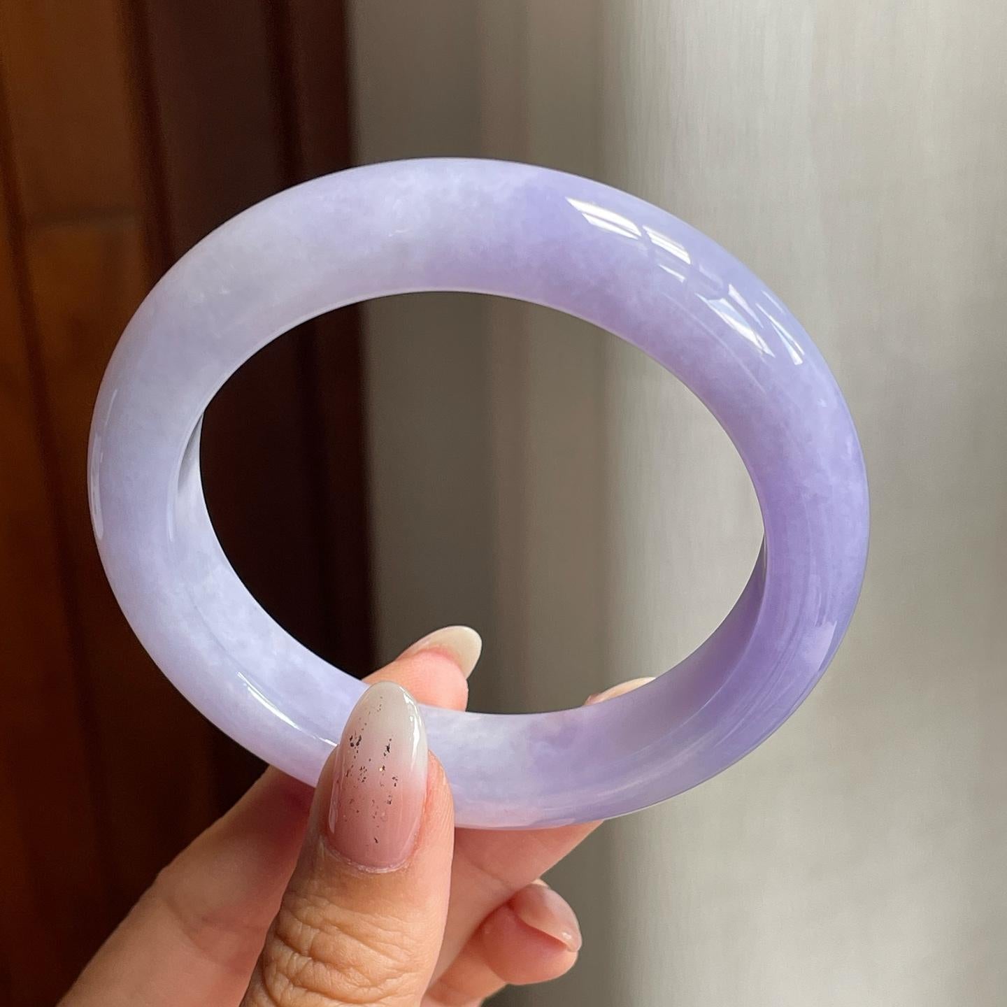 糯冰种紫罗兰翡翠平安镯（57mm）（yc204374）