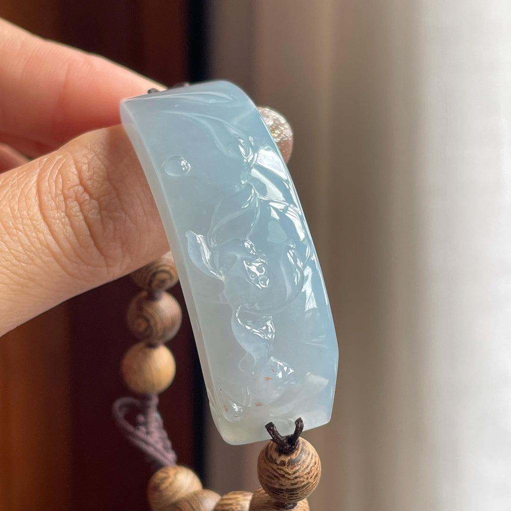 糯冰淡底色手牌 天然A货缅甸翡翠（yc455581）