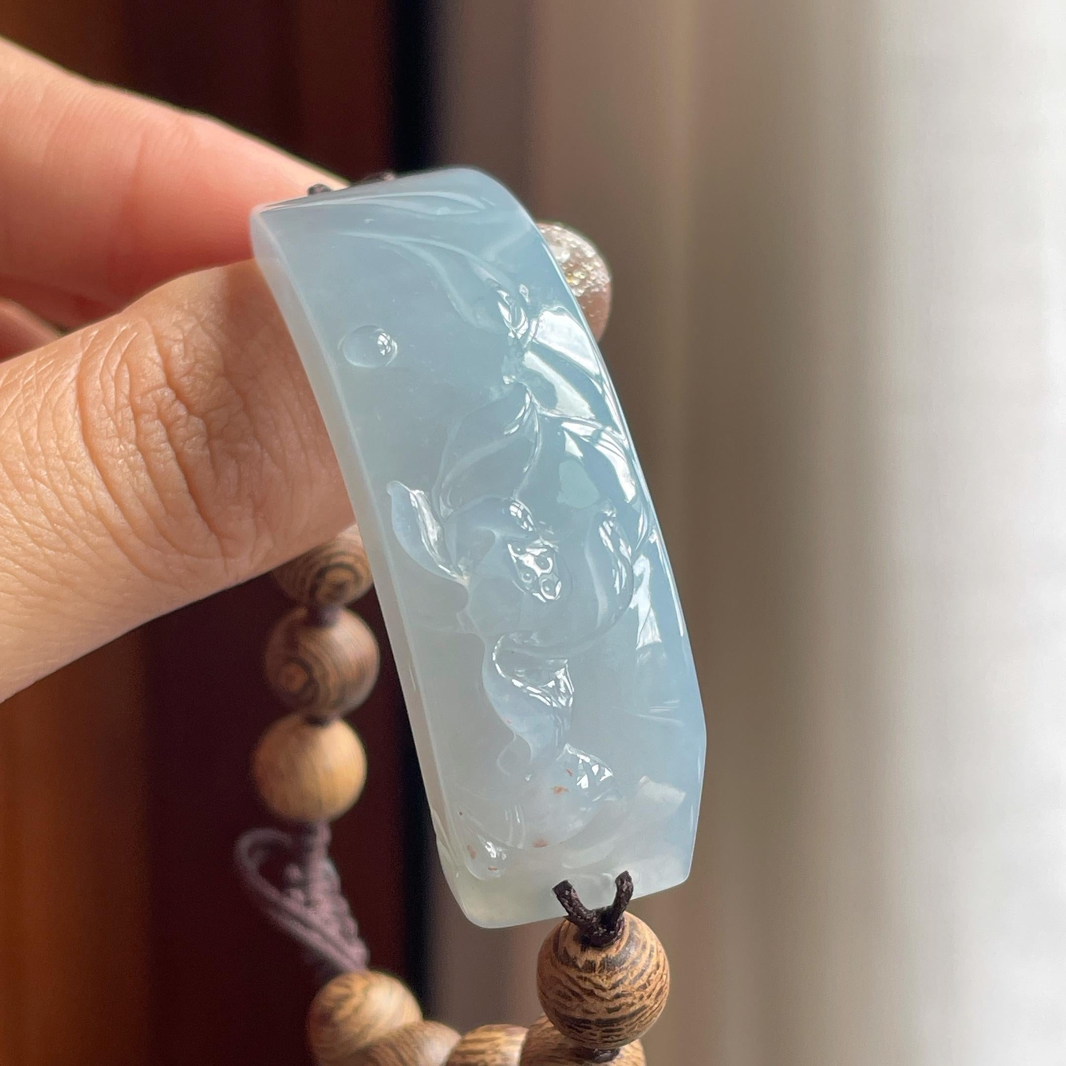 糯冰淡底色手牌 天然A货缅甸翡翠（yc455581）