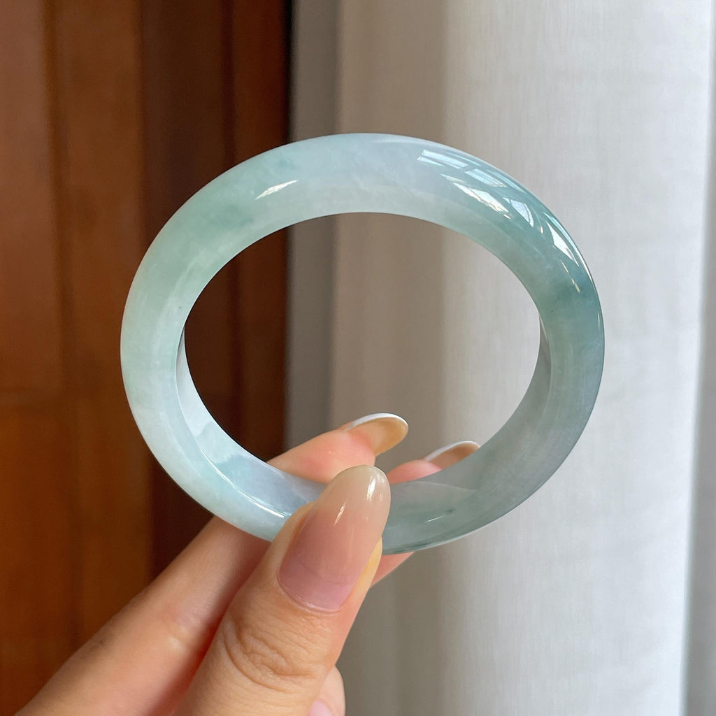 糯冰飘花翡翠平安镯（53mm)（yc424266）